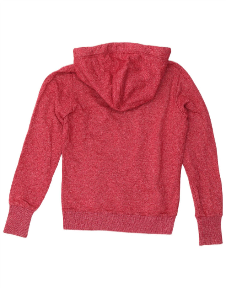 SUPERDRY Damski sweter z kapturem i zamkiem UK 10, mały, czerwony, nakrapiany, bawełniany
