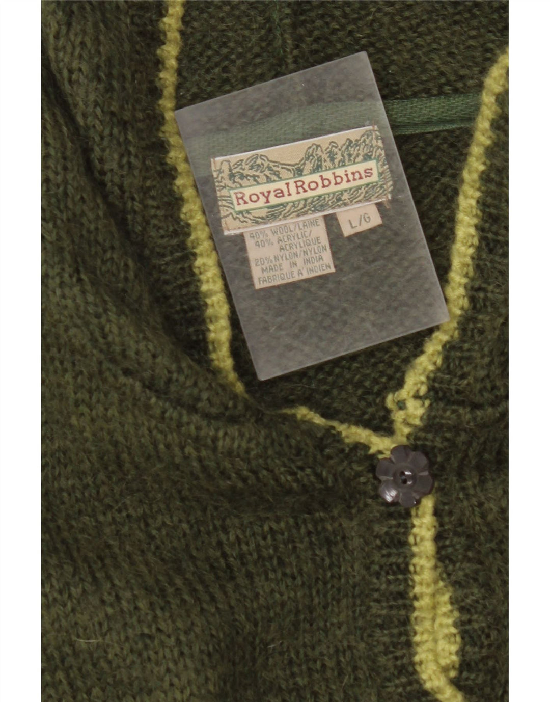 Damski sweter rozpinany ROYAL ROBBINS z kapturem UK 16 Large Green Fair Isle