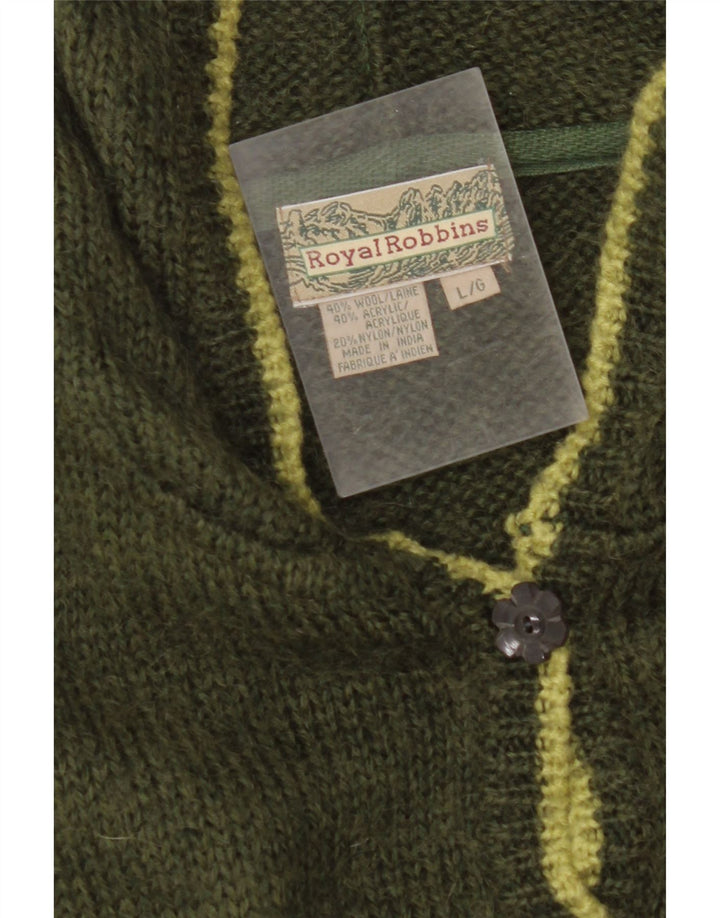 Damski sweter rozpinany ROYAL ROBBINS z kapturem UK 16 Large Green Fair Isle