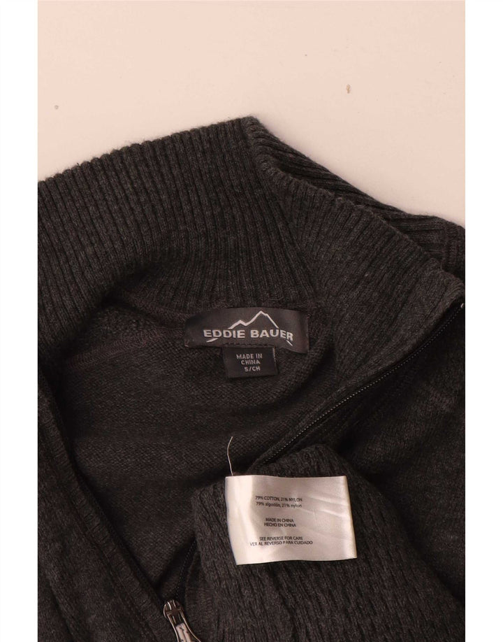 Męski sweter zapinany na zamek Eddie Bauer, mały, szary, bawełniany