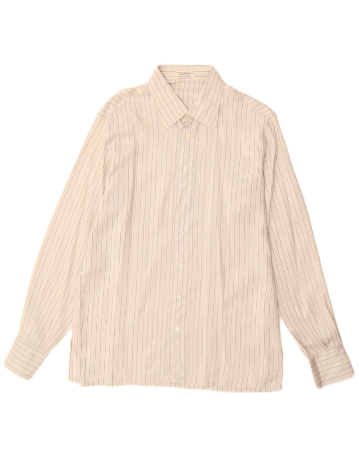 Koszula męska w stylu vintage, rozmiar 42 16 1/2, duża, szara, jedwabna w prążki