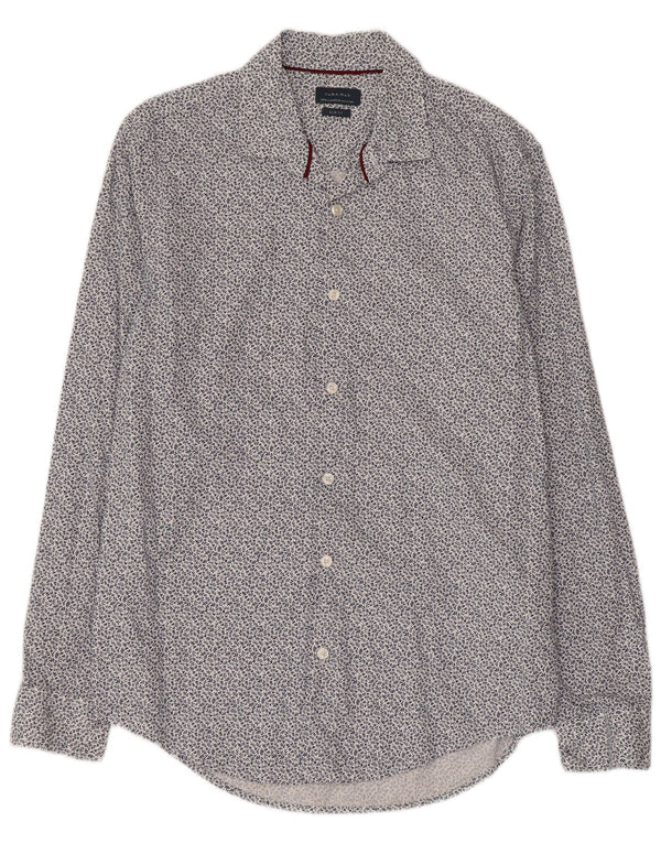 Męska koszula o dopasowanym kroju Zara, średnia niebieska, bawełniana w kwiaty