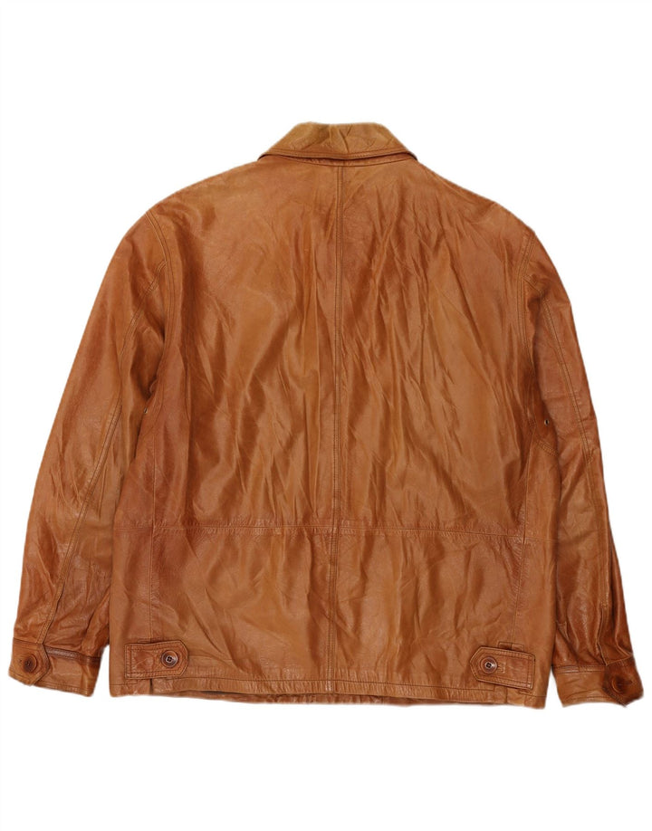 Męska podstawowa kurtka skórzana Vittorio Forti IT 50, duża brązowa skóra