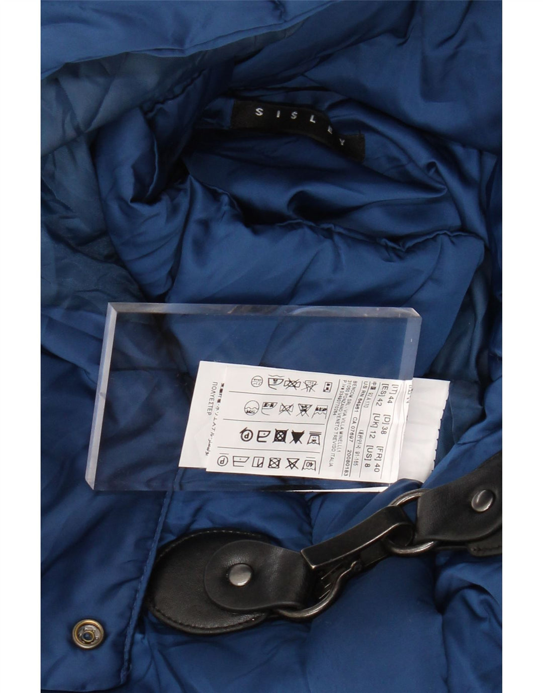 Damska ocieplana kurtka z kapturem SISLEY UK 12, średni niebieski, poliester