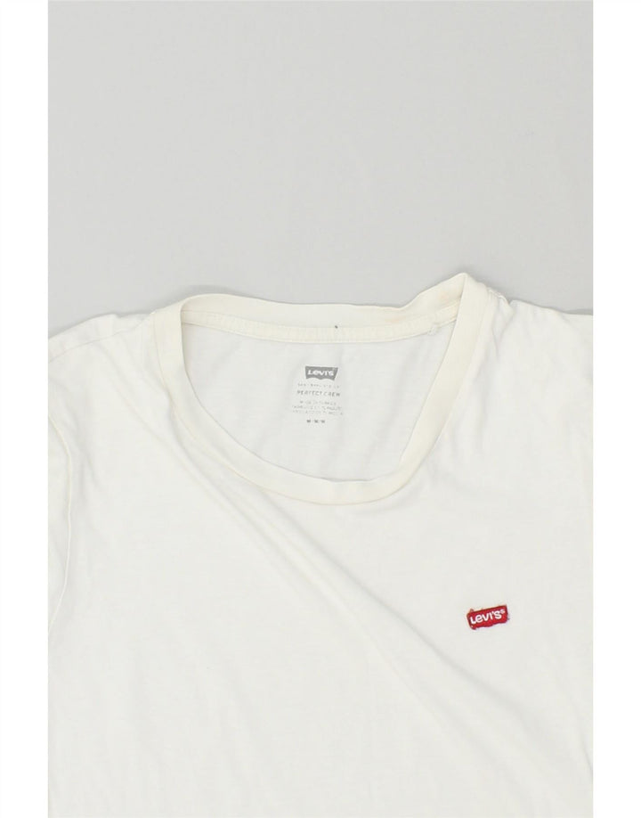 LEVI'S Womens Perfect Crew T-Shirt Top UK 14 Medium White Vintage Levi's and Second-Hand Levi's from Messina Hembry 