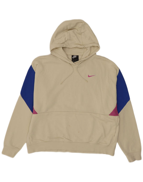 Damski sweter oversize z kapturem Nike UK 16, duży, złamany biały kolor