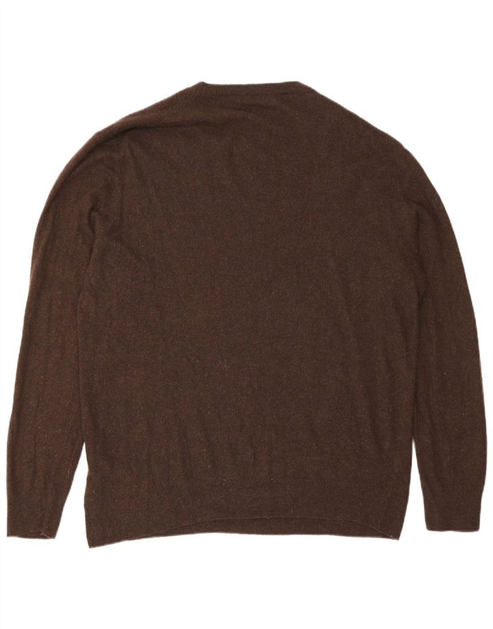 Męski sweter Zara z okrągłym dekoltem, duży, brązowy, wiskoza