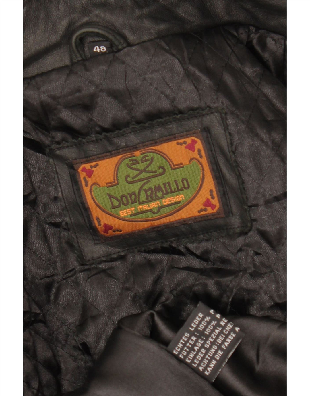 DON CAMILLO Męska kurtka skórzana IT 48 Średnia czarna skóra