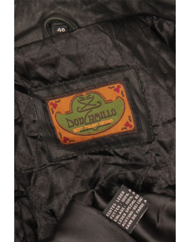 DON CAMILLO Męska kurtka skórzana IT 48 Średnia czarna skóra