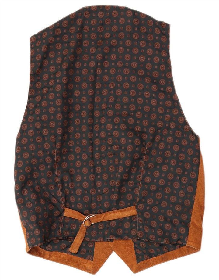 Vintage męska zamszowa kamizelka UK 38 średnio brązowa skóra