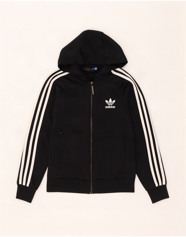 Damska bluza z kapturem i zamkiem błyskawicznym Adidas UK 8 Mały czarny poliester