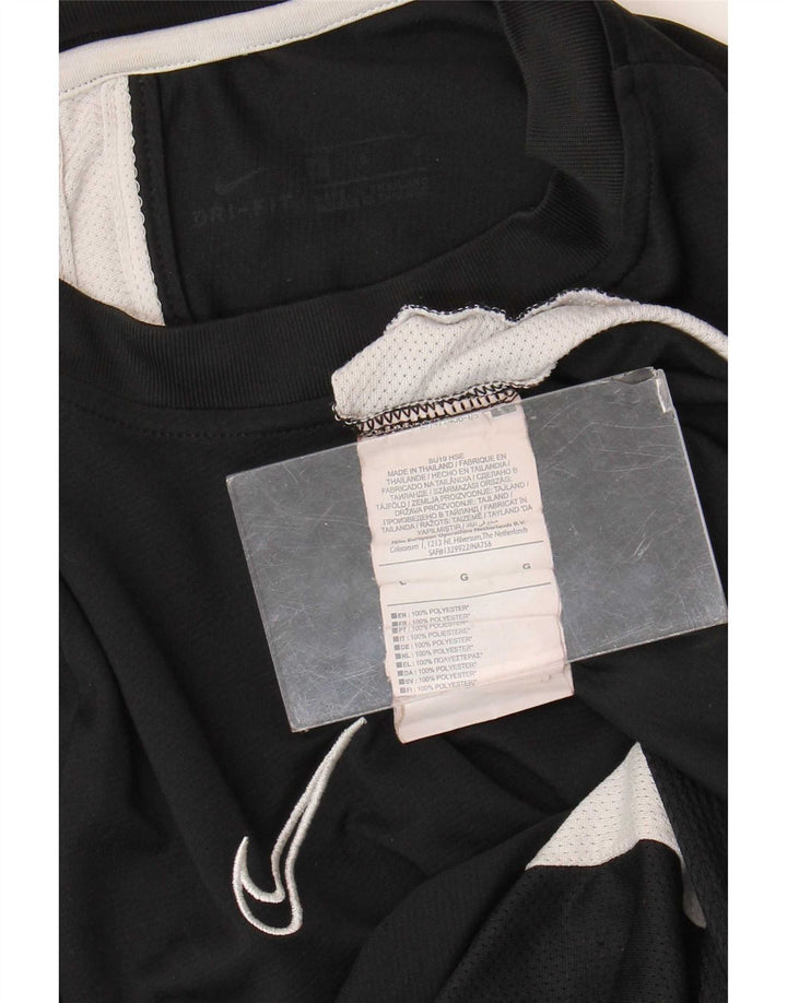 Męski T-shirt Nike Dri Fit, duży, czarny poliester z blokami kolorów