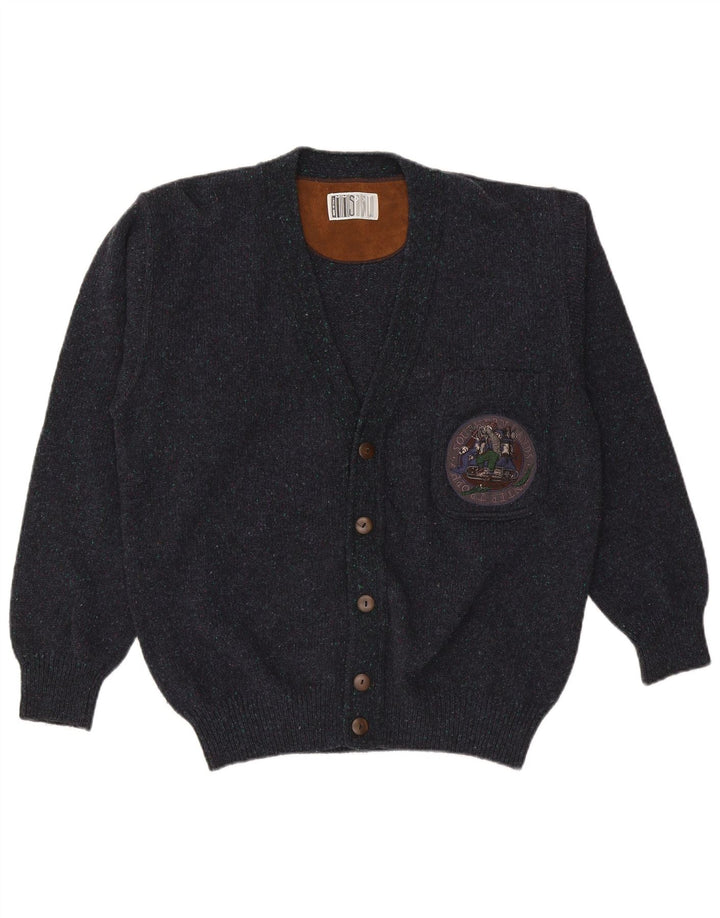 Vintage męski sweter kardigan IT 50 średni granatowy wełniany