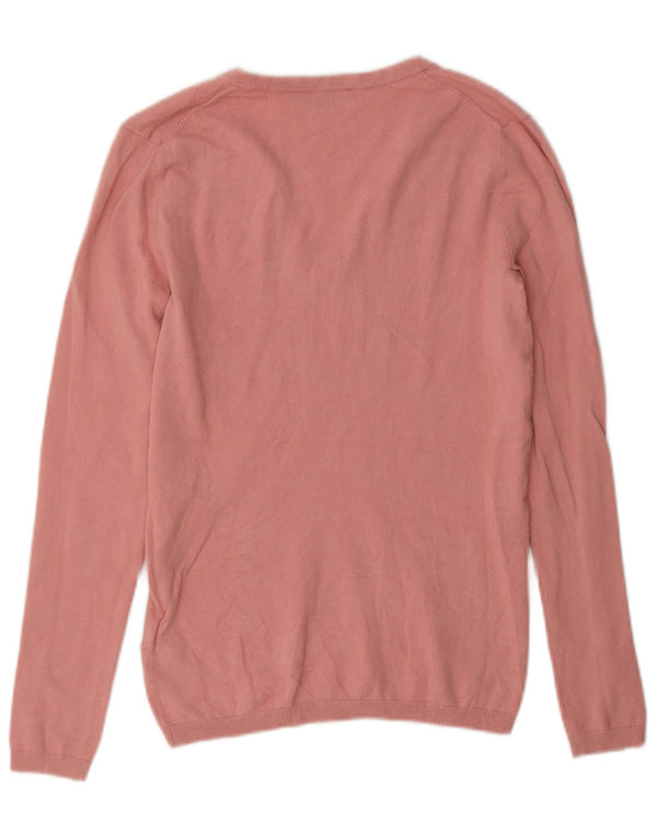 Damski sweter Tommy Hilfiger z dekoltem w kształcie litery V, UK 6 XS, różowy, bawełniany