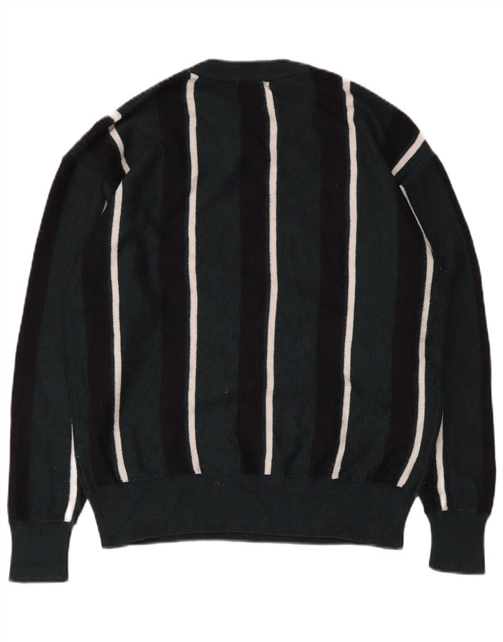 Męski sweter z okrągłym dekoltem Zara w średnie zielone paski