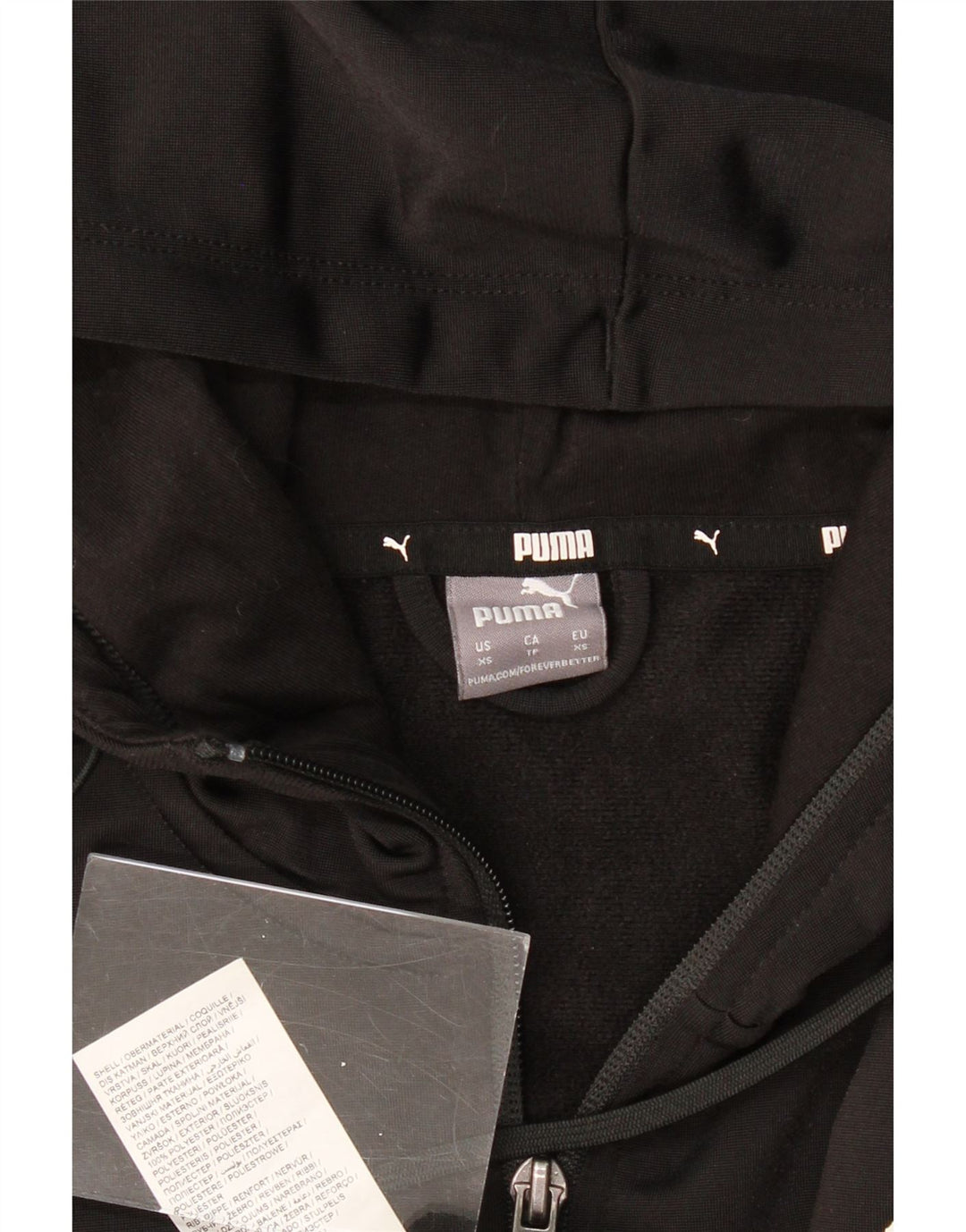 Męski sweter z kapturem i zamkiem błyskawicznym PUMA XS, czarny poliester