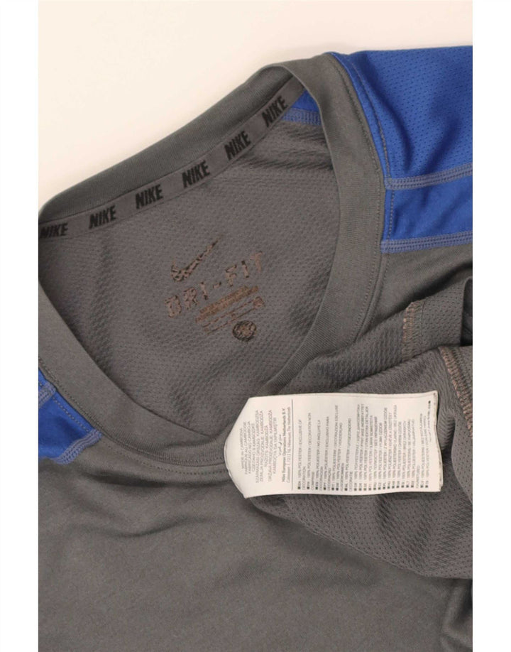 Męski T-shirt Nike Dri Fit, mały, szary, poliestrowy blok kolorów