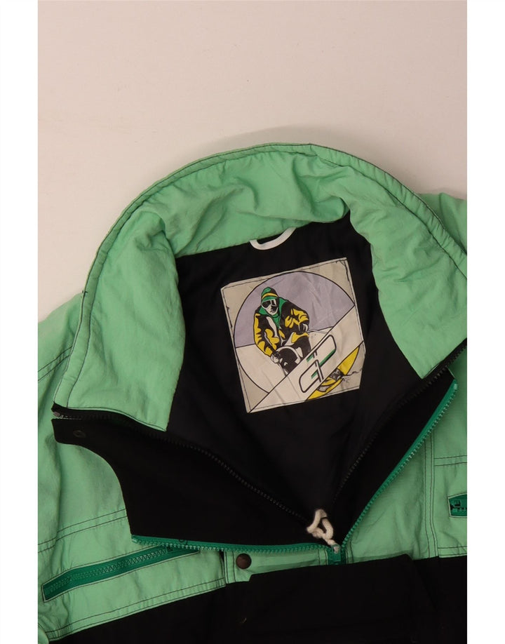 Męski kombinezon narciarski VINTAGE, duży, turkusowy poliamid z blokami kolorów