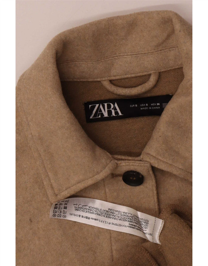 Damska kurtka oversize Zara Shacket UK 10, mały, brązowy poliester