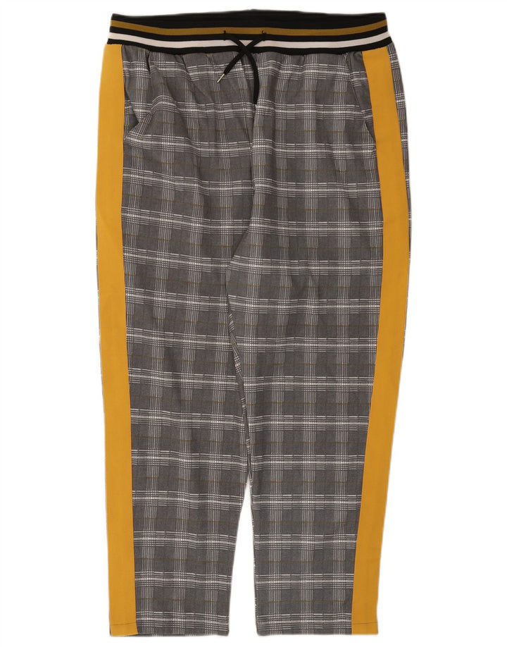 Damskie spodnie dresowe Zara UK 14, duże, szare, poliestrowe w kratę