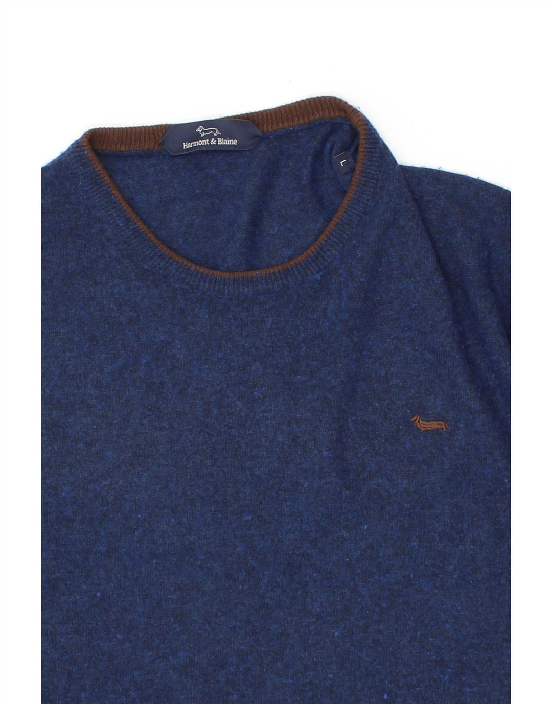 HARMONT & BLAINE Męski sweter z okrągłym dekoltem, duży, granatowy, wełniany