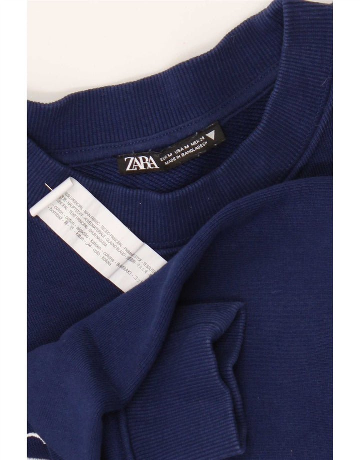 Damska bluza z grafiką Zara, UK 14, średnia, granatowa, bawełniana