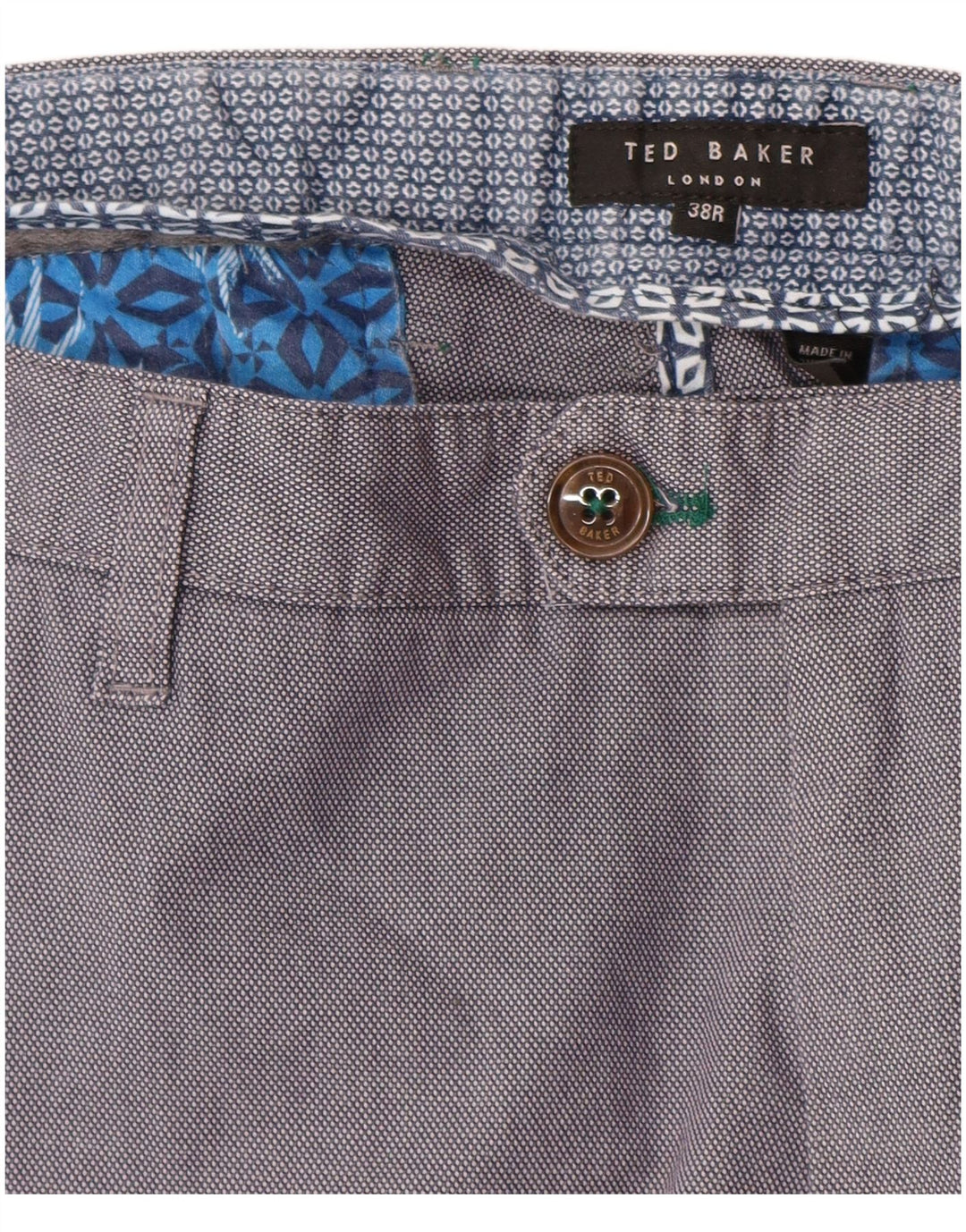 Męskie proste spodnie chino Ted Baker W38 L30, niebieskie, bawełniane