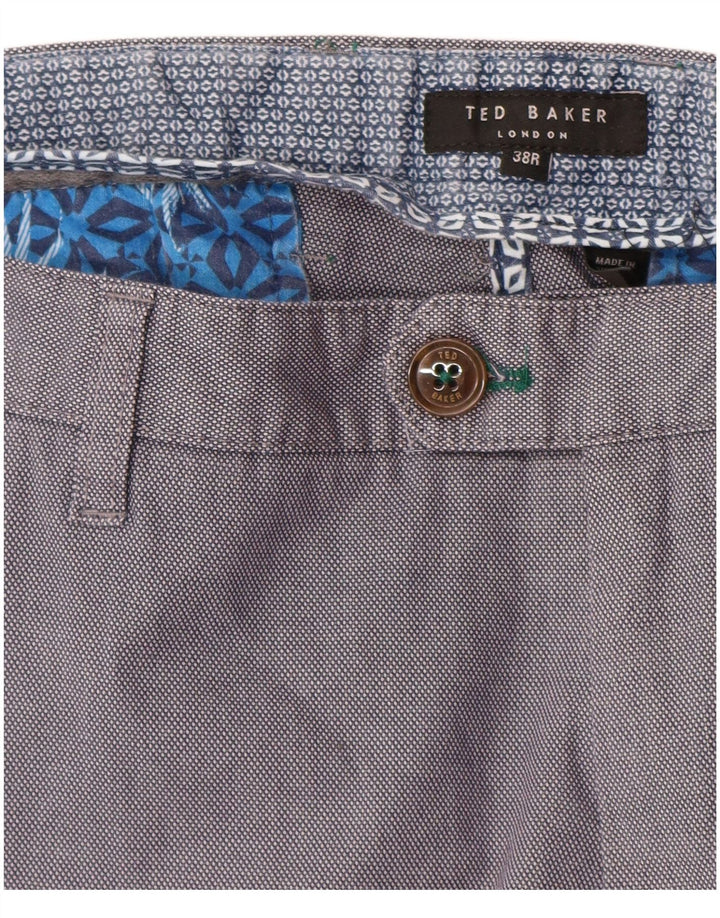 Męskie proste spodnie chino Ted Baker W38 L30, niebieskie, bawełniane