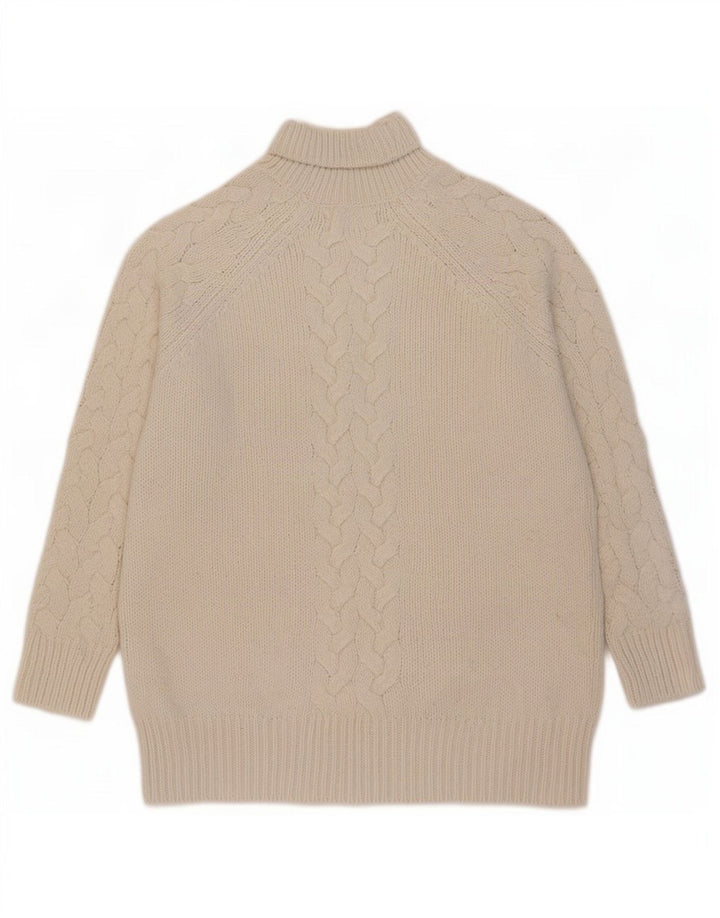 Marks & Spencer Damski sweter z golfem UK 16, duży, beżowy, akrylowy