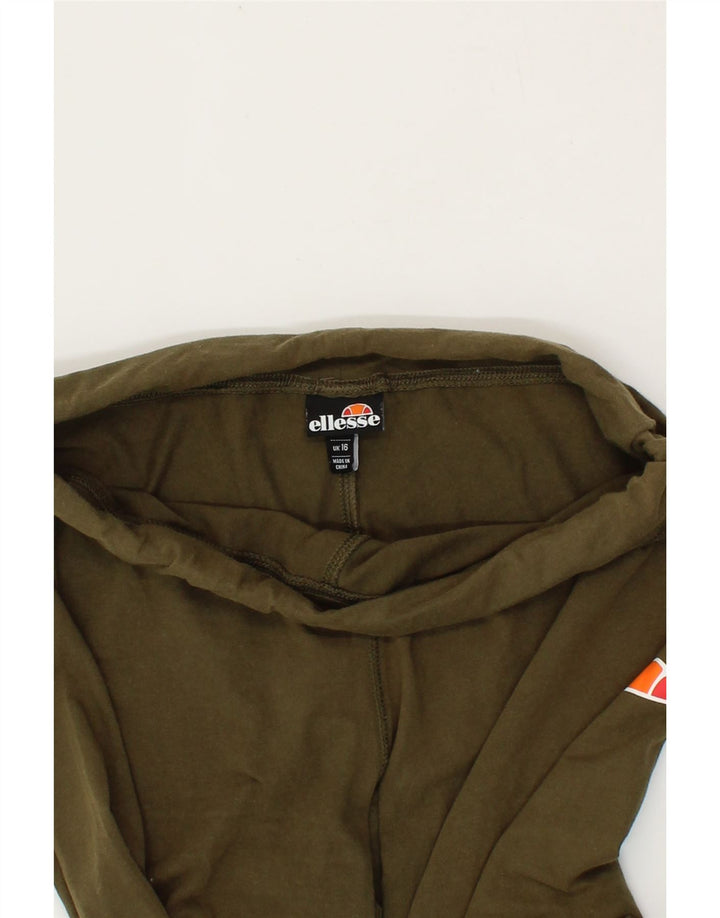 ELLESSE Womens Graphic Leggings UK 16 Large Khaki Cotton Vintage Ellesse and Second-Hand Ellesse from Messina Hembry 