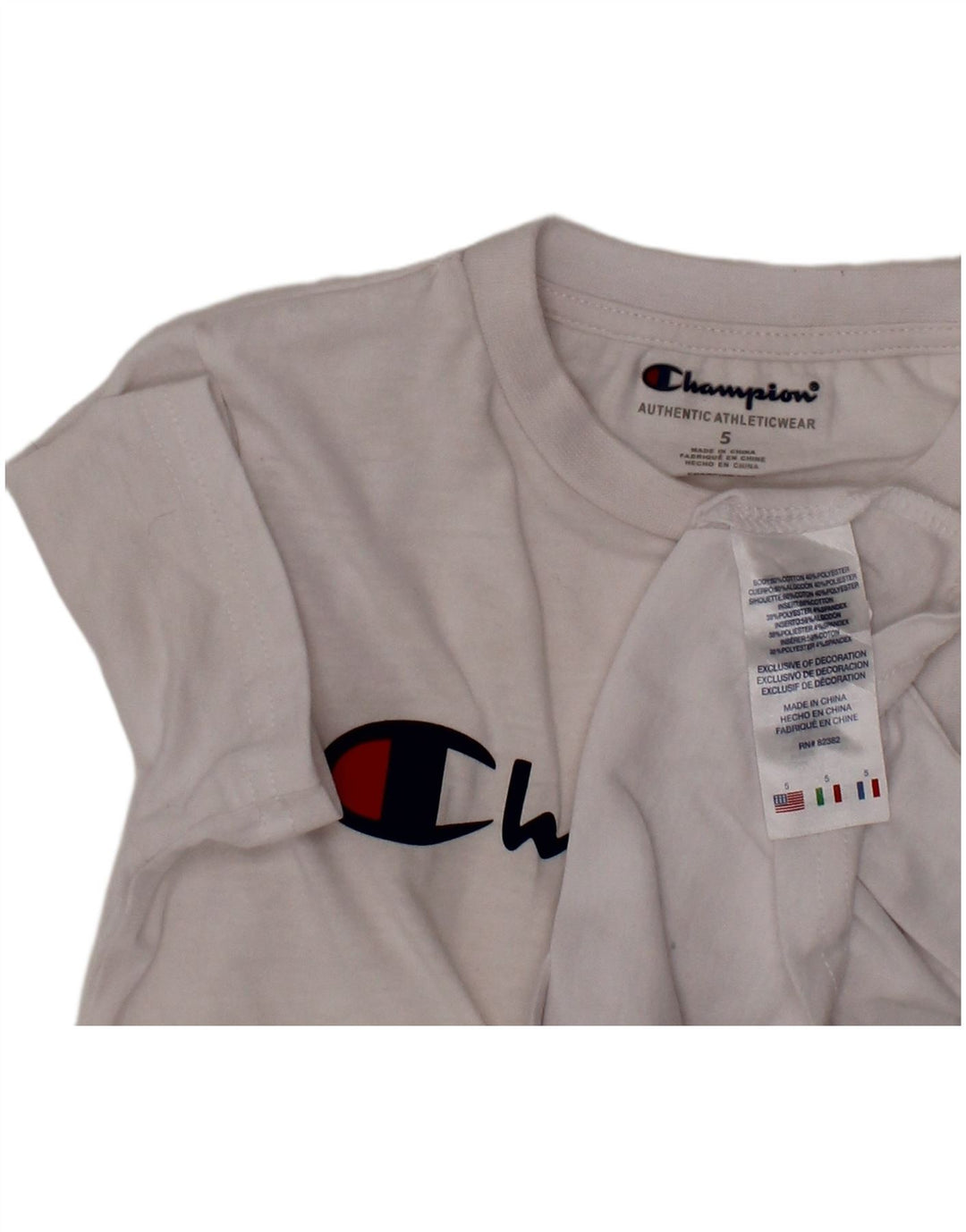 Chłopięcy T-shirt z grafiką CHAMPION Top 4-5 lat, biała bawełna