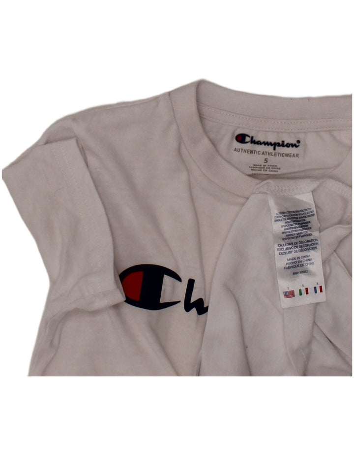 Chłopięcy T-shirt z grafiką CHAMPION Top 4-5 lat, biała bawełna