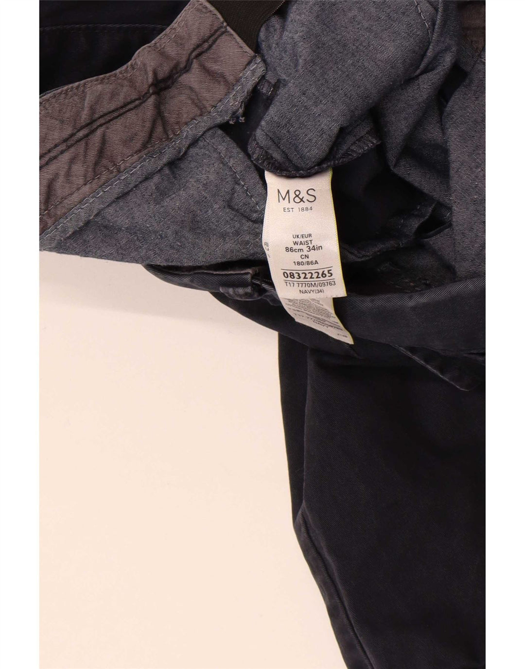 Męskie spodenki Chino Marks & Spencer W34, duże, granatowe, bawełniane