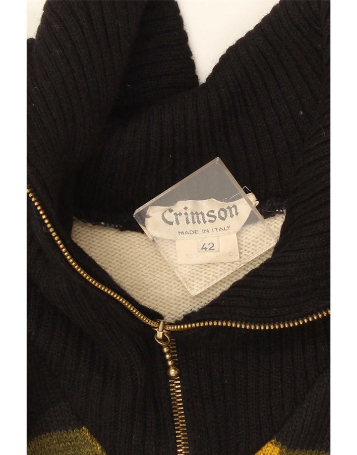Vintage damski sweter z zamkiem błyskawicznym IT42 w średnie wielokolorowe paski