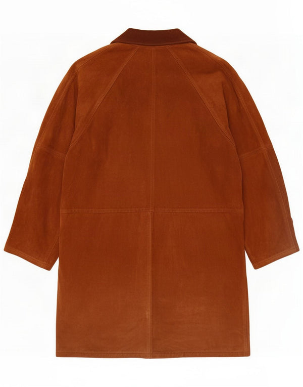 Conbipel Womens Oversized Suede Overcoat IT 42 Medium Brown Leather