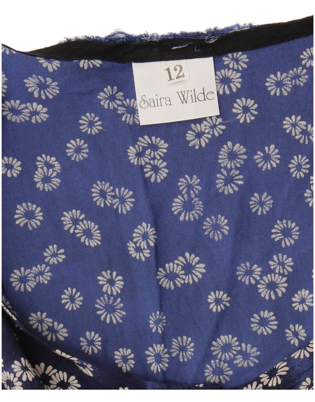 VINTAGE Damska sukienka podstawowa bez rękawów UK 12 Średni niebieski w kwiatową wiskozę