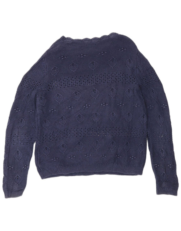 Damski sweter Fat Face z dekoltem w łódkę UK 14, duży, granatowy, bawełniany