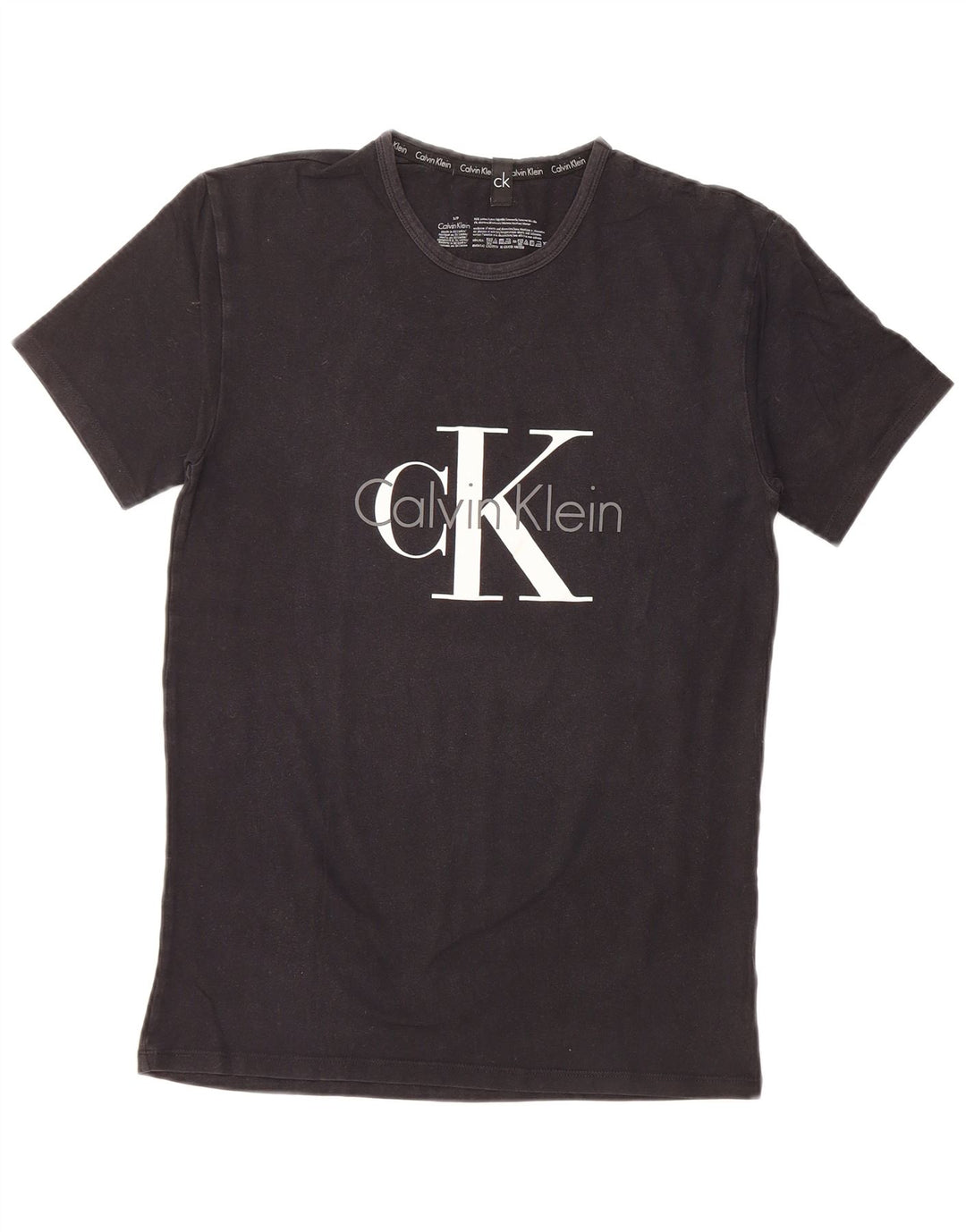 Męski T-shirt z grafiką CALVIN KLEIN, mały, czarny, bawełniany