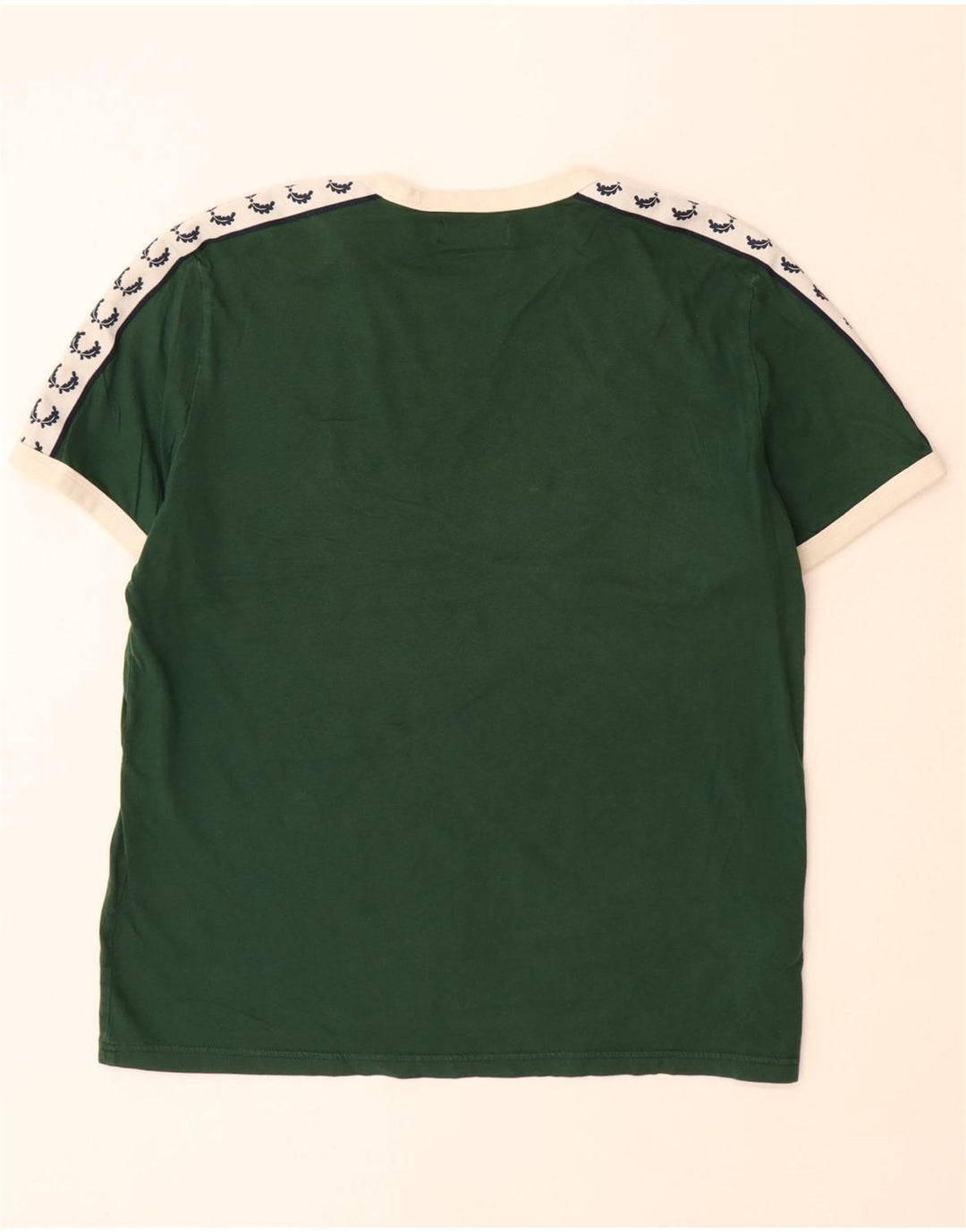 FRED PERRY Męski T-shirt z grafiką, duży, zielony, bawełniany w bloki kolorów