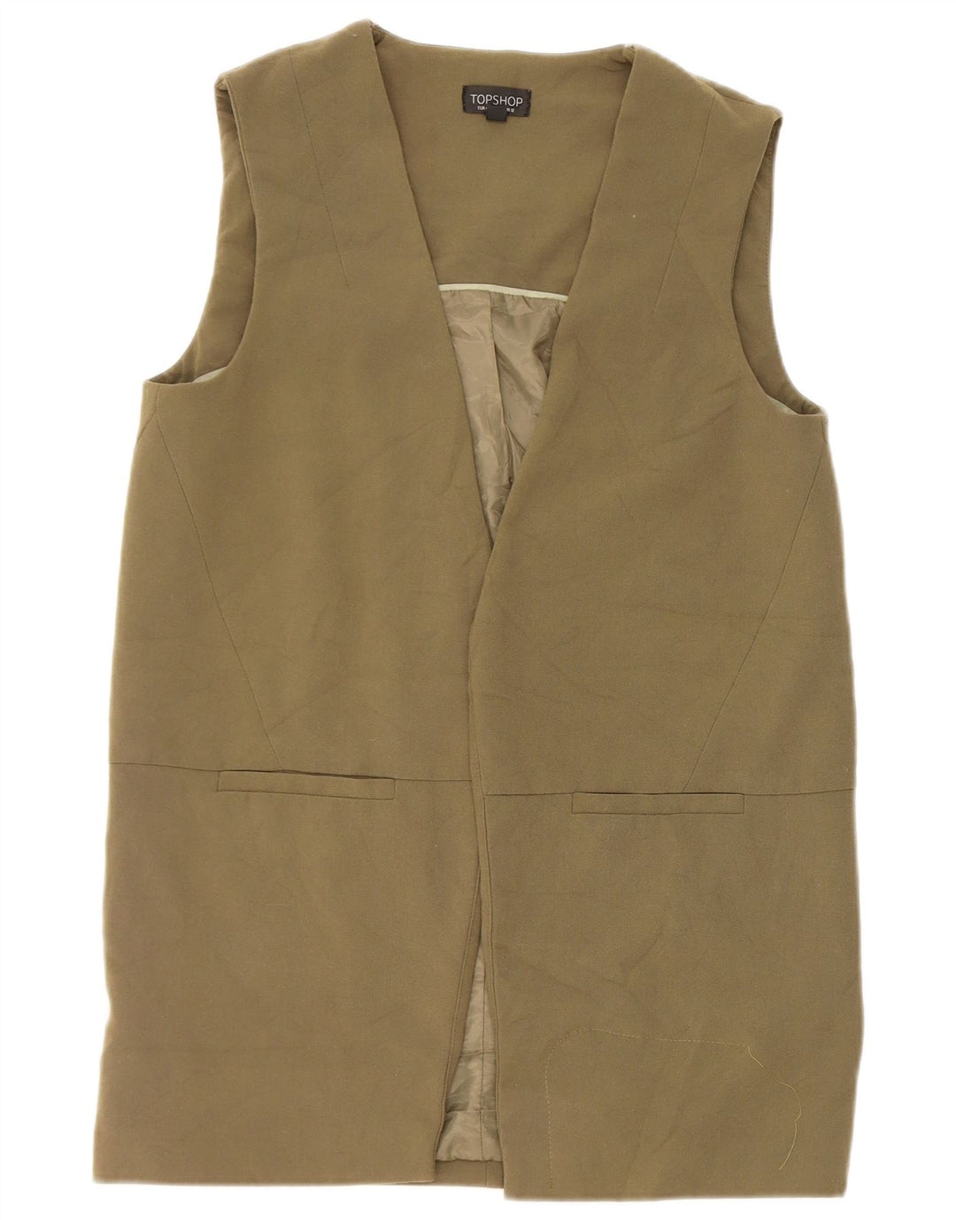 Damska kamizelka o przedłużonym kroju Topshop UK 12, średni khaki