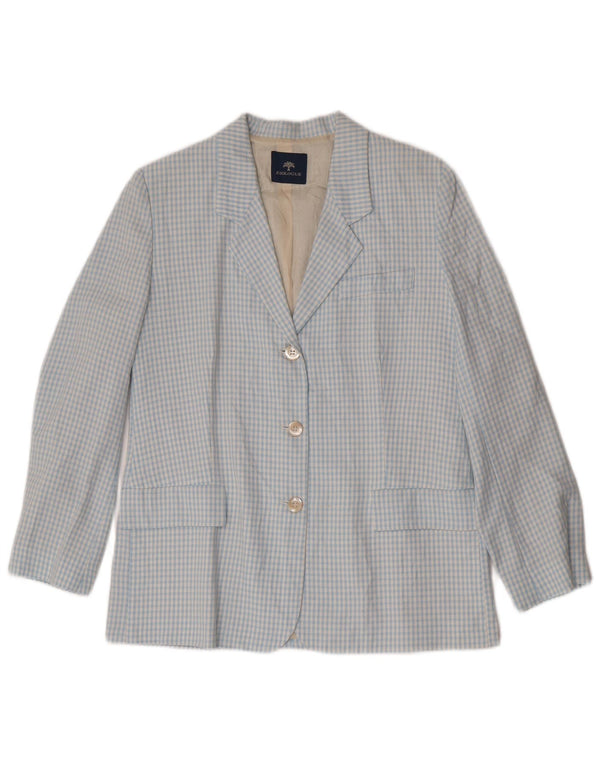 Vintage damski zestaw z 3 guzikami i 2 częściami IT 46, duża niebieska wiskoza w kratkę