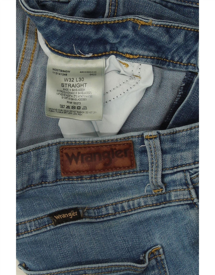 Wrangler Męskie Proste Dżinsy W32 L30 Niebieskie Bawełniane