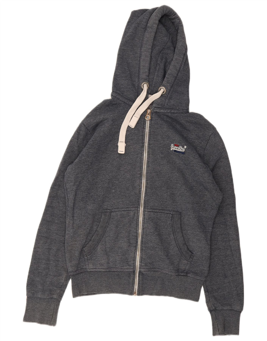 Męski sweter z kapturem i zamkiem Superdry, średnioszary, bawełniany