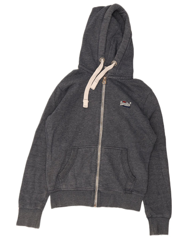 Męski sweter z kapturem i zamkiem Superdry, średnioszary, bawełniany