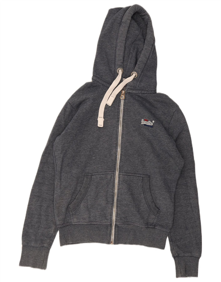 Męski sweter z kapturem i zamkiem Superdry, średnioszary, bawełniany