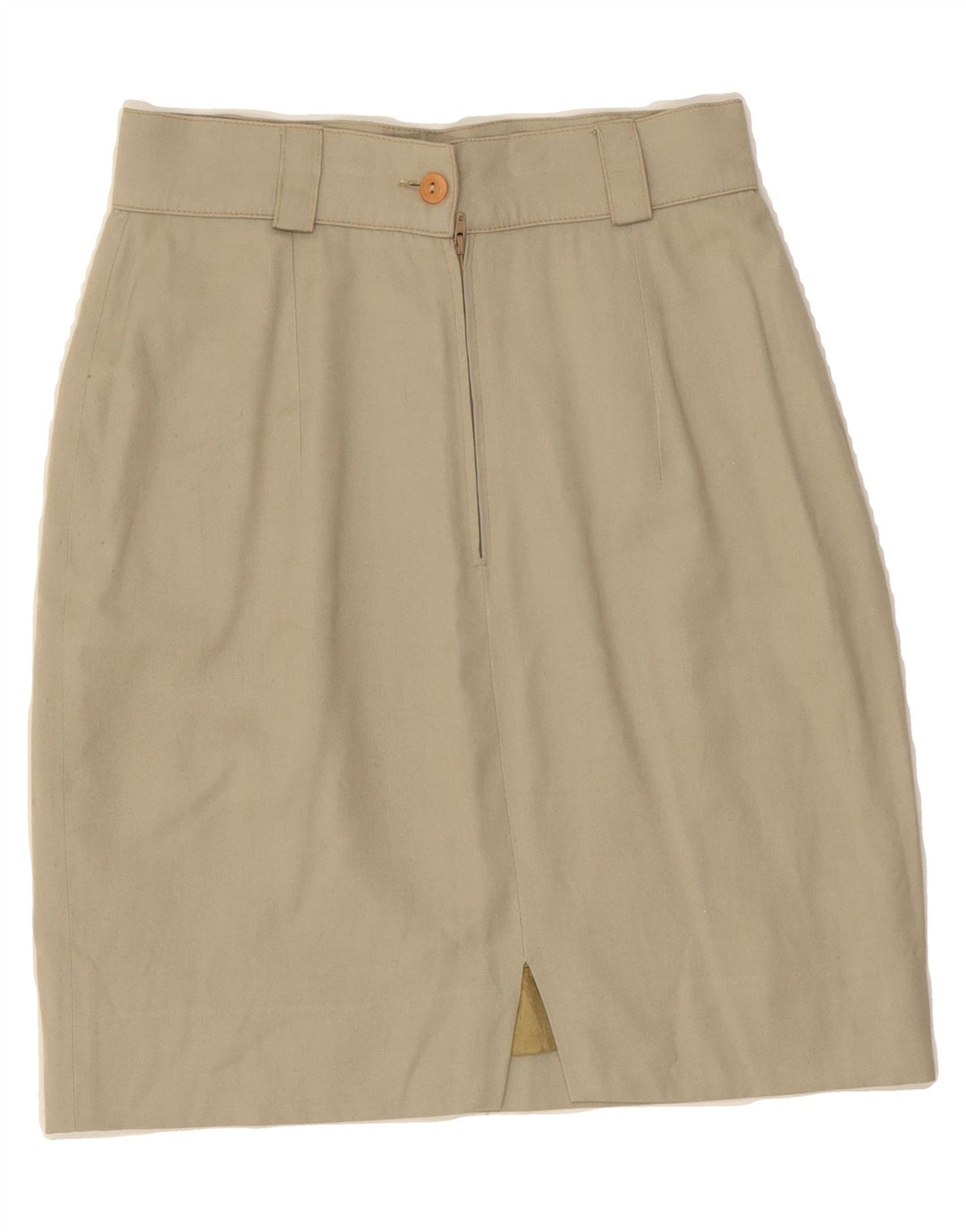 VINTAGE Womens A-Line Skirt IT 42 Medium W26  Beige Wool Vintage Vintage and Second-Hand Vintage from Messina Hembry 