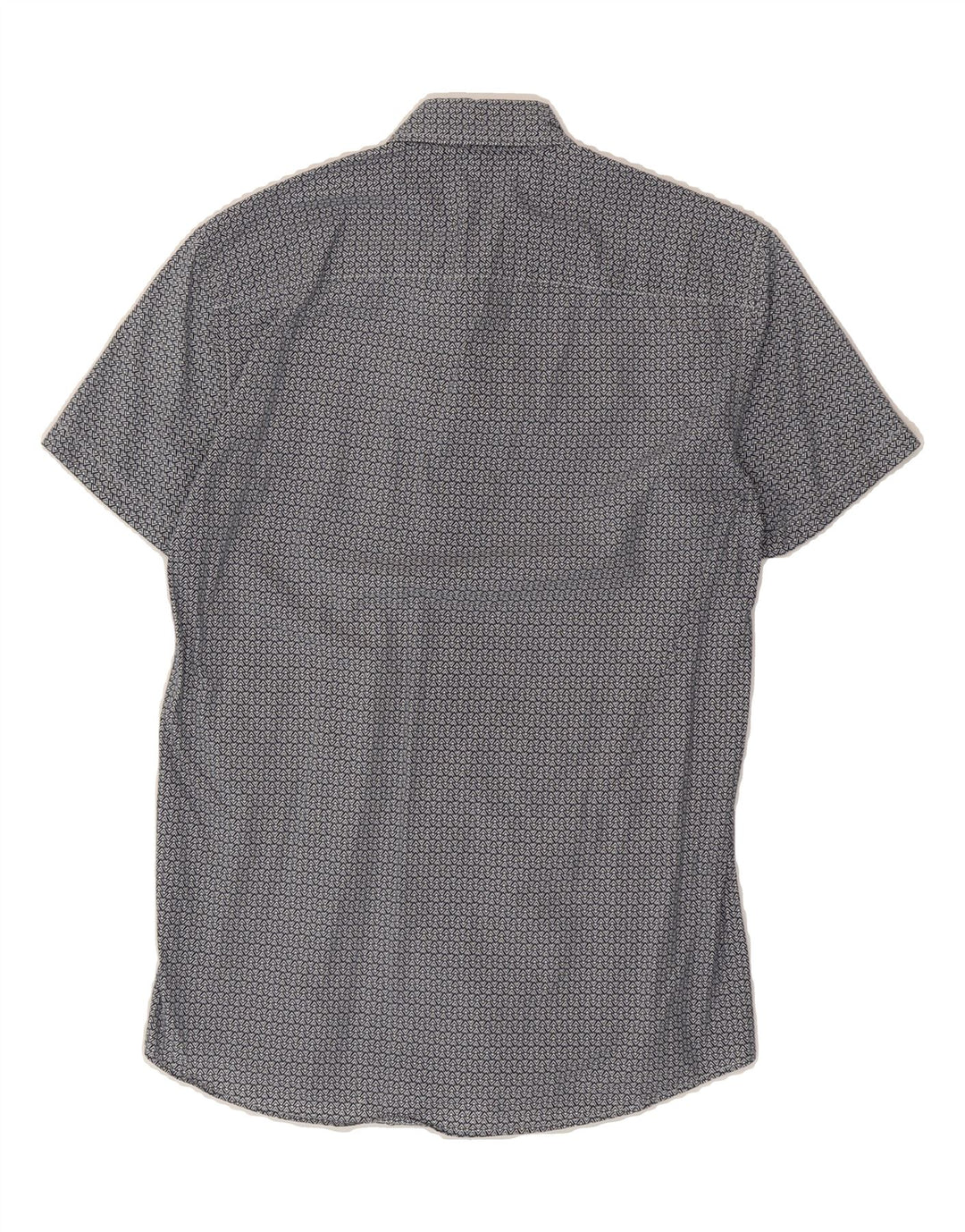 BENETTON Mens Slim Short Sleeve Shirt Small Navy Blue Chevron Vintage Benetton and Second-Hand Benetton from Messina Hembry 