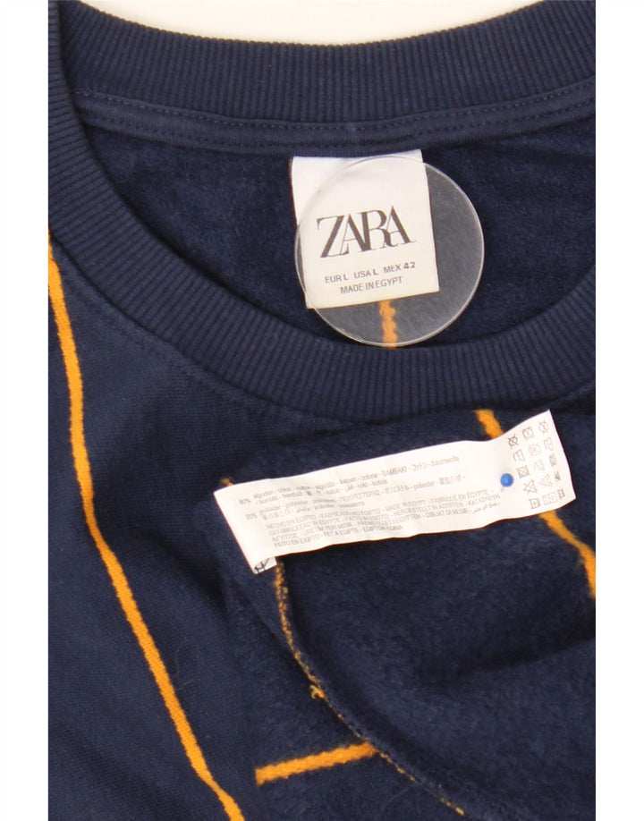 Bluza męska Zara, duża, bawełniana w granatowe paski