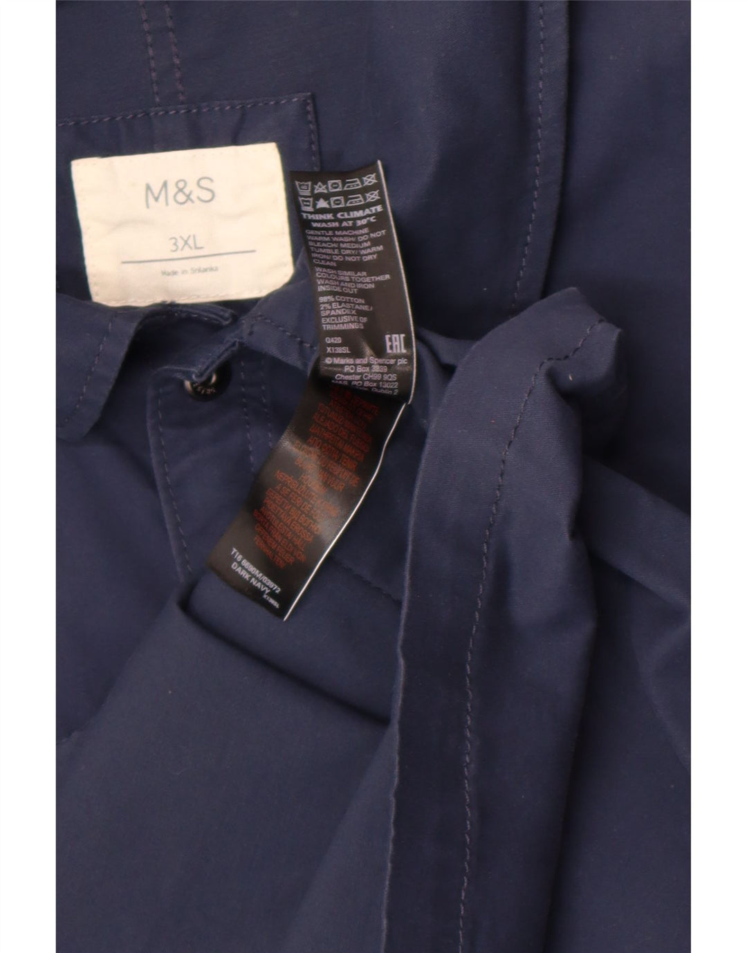 Marks & Spencer Męska koszula wierzchnia 3XL, granatowa, bawełniana