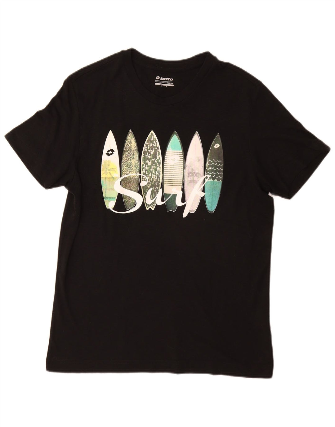 Damska koszulka z grafiką LOTTO Top UK 10, mała, czarna, poliester